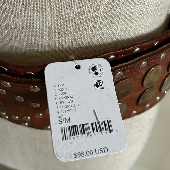 Free People Vega Coin Belt Leather Brown size S/M Free People Vega Coin Belt Leather Brown size S/M main image 2
